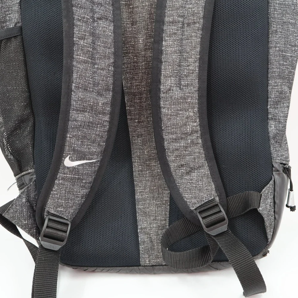 Nike‎ Roll Top Backpack Unisex OS Grey Black Heathered Swoosh Logo Buckle